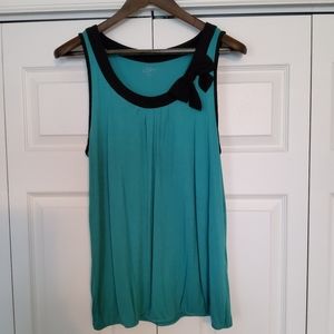 LOFT Teal Tank Top with Bow Detail